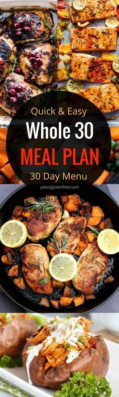 30 days of Whole 30 meals A complete Whole 30 paleo menu plan